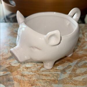 White Ceramic Pig Planter